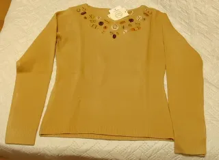 Jersey de punto mujer marrón clarito