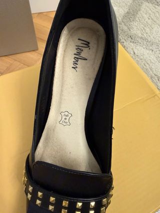 Zapatos Menbur Talla 37 Negros y Dorados
