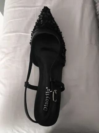 Zapatos planos mujer lentejuelas negros talla 39