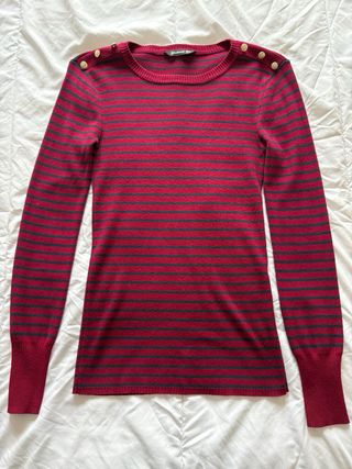 Jersey Stradivarius rayas burdeos y azul marino