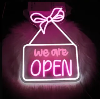 Lampada Neon LED "We are OPEN" fiocco