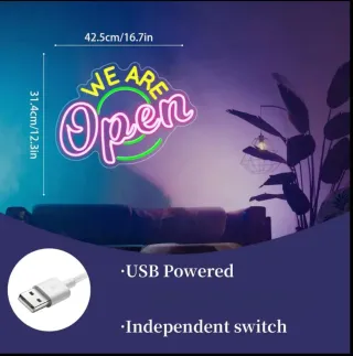 Lampada Neon LED "WE ARE OPEN"