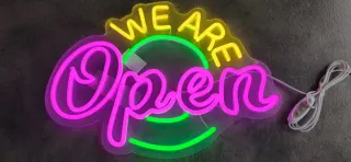 Lampada Neon LED "WE ARE OPEN"