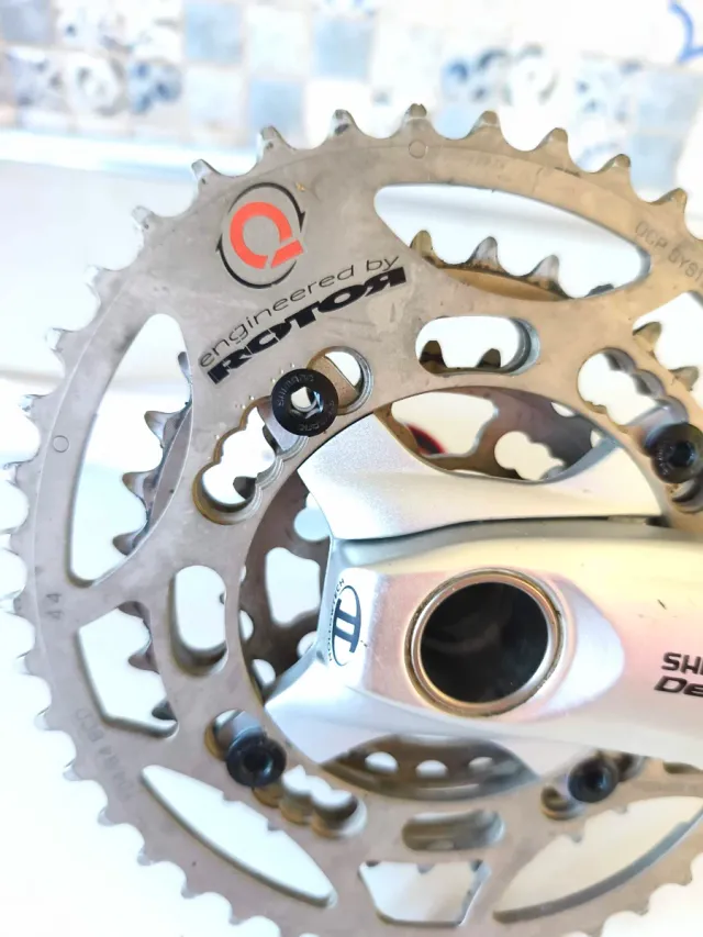 Plato Rotor Titanio y Bielas Shimano XT