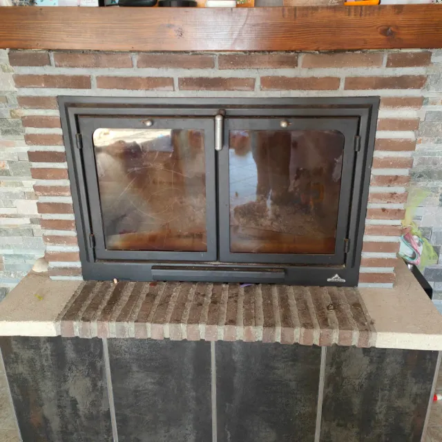 Insertable de leña con puerta de cristal