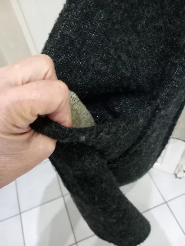 Cardigan lungo grigio scuro/beige