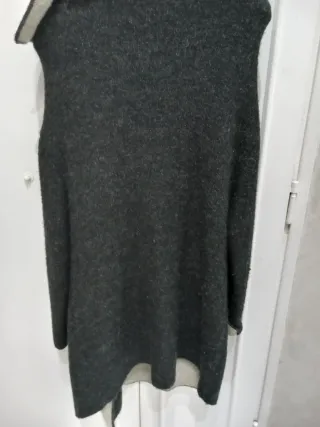 Cardigan lungo grigio scuro/beige