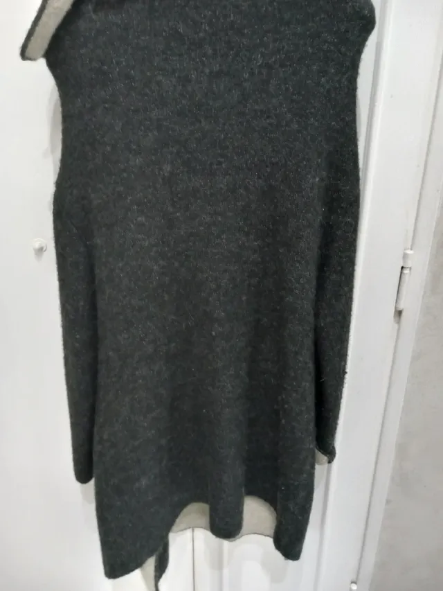 Cardigan lungo grigio scuro/beige