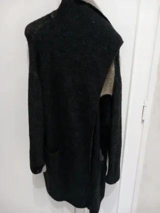 Cardigan lungo grigio scuro/beige