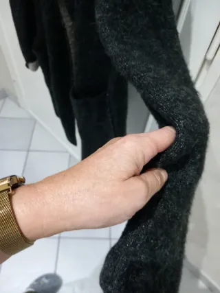 Cardigan lungo grigio scuro/beige