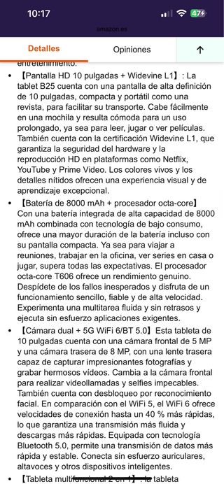 Tablet Android pantalla 10” 30GB con Gemini AI