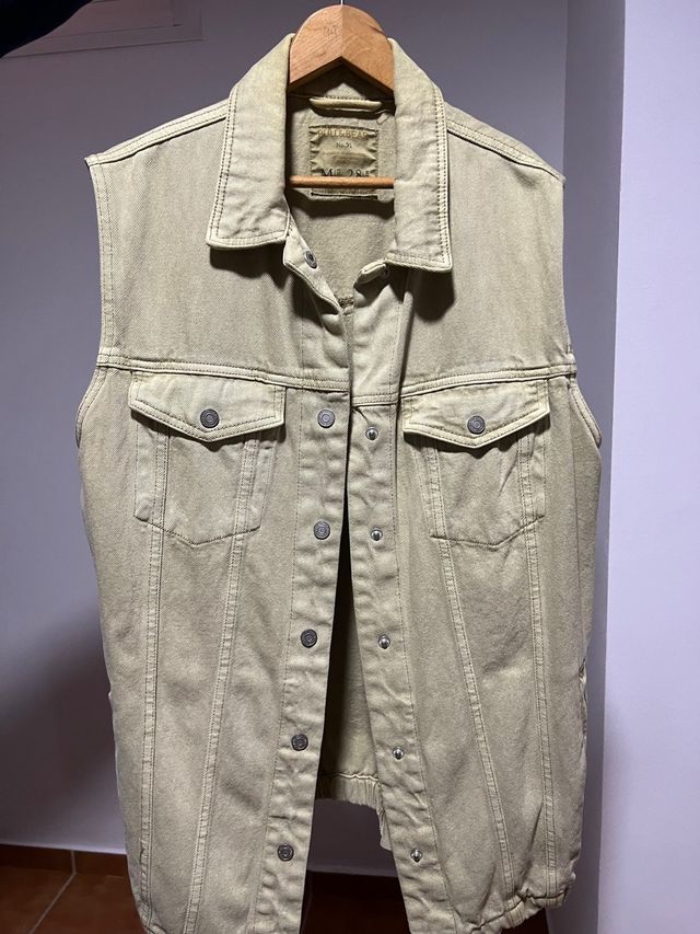 Chaleco vaquero beige mujer