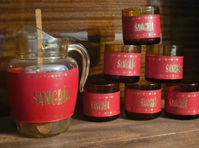 Juego Jarra y Vasos Sangría