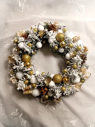 Set Natale 3 Decorazioni Oro e Bianco