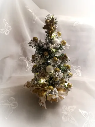 Set Natale 3 Decorazioni Oro e Bianco