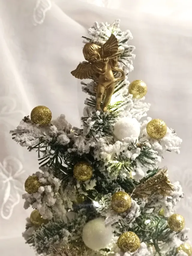 Set Natale 3 Decorazioni Oro e Bianco
