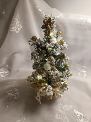 Set Natale 3 Decorazioni Oro e Bianco