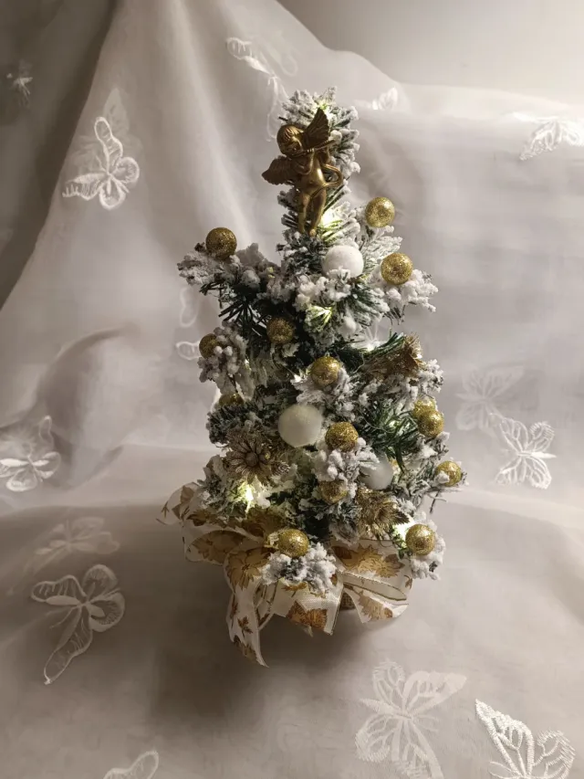Set Natale 3 Decorazioni Oro e Bianco