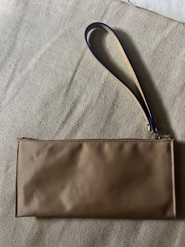 Pochette Longchamp Beige con Cavallino Blu