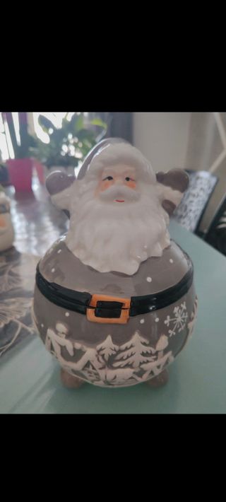Biscottiera Babbo Natale Ceramica Grigia