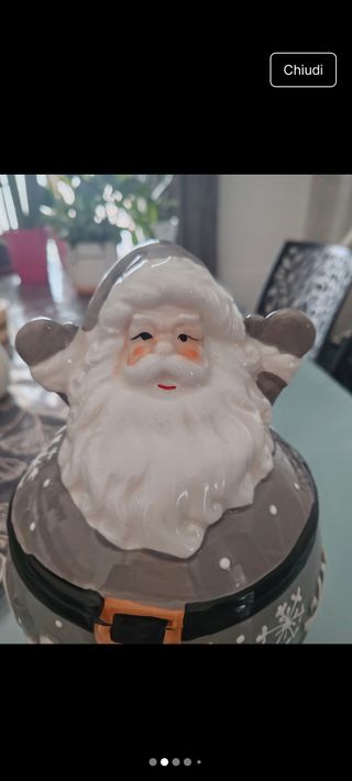 Biscottiera Babbo Natale Ceramica Grigia