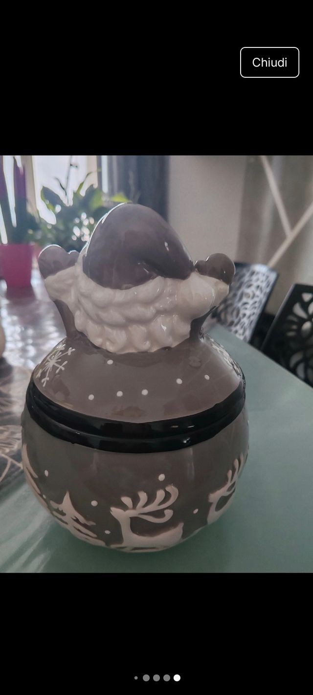Biscottiera Babbo Natale Ceramica Grigia