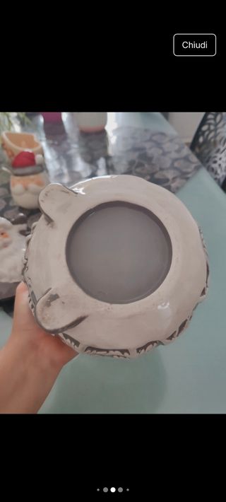 Biscottiera Babbo Natale Ceramica Grigia