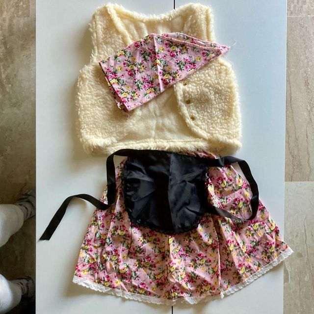 Vestido Pastora Niña Hecho a Mano 7-8 Años / Nuevo