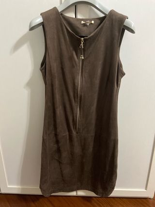 Vestito scamiciata marrone con zip