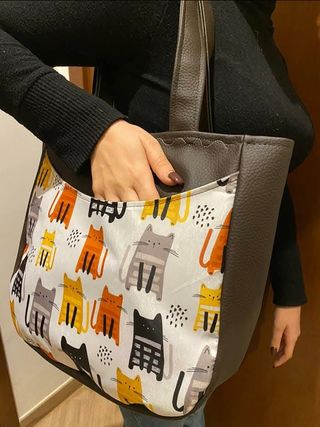 Borsa fatta a mano con gatti