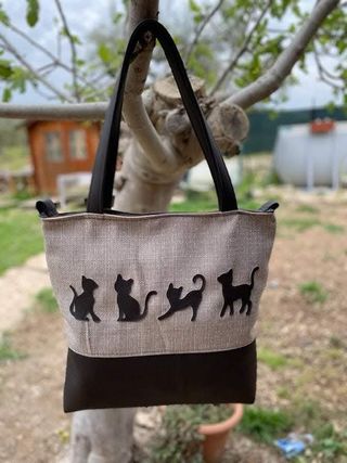 Borsa fatta a mano con gatti