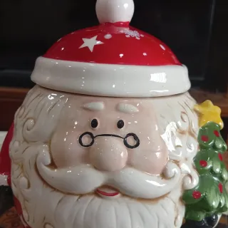 Barattolo Babbo Natale in ceramica vintage