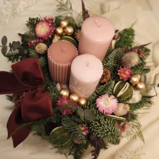 Corona Navidad Flores Secas y Preservadas