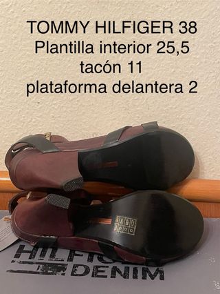 TOMMY HILFIGER - Sandalias tacón marrón/negro 38