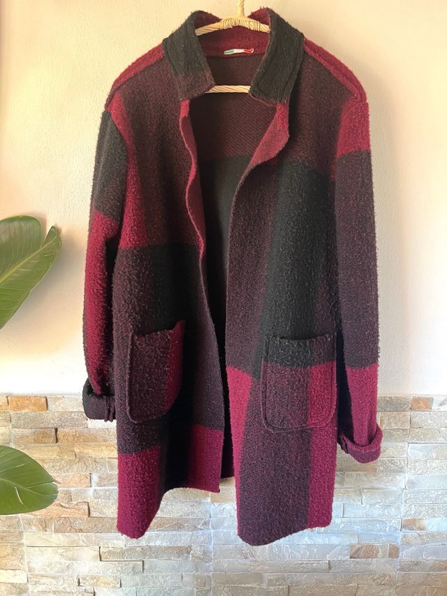 Cappottino misto lana nero e rosso