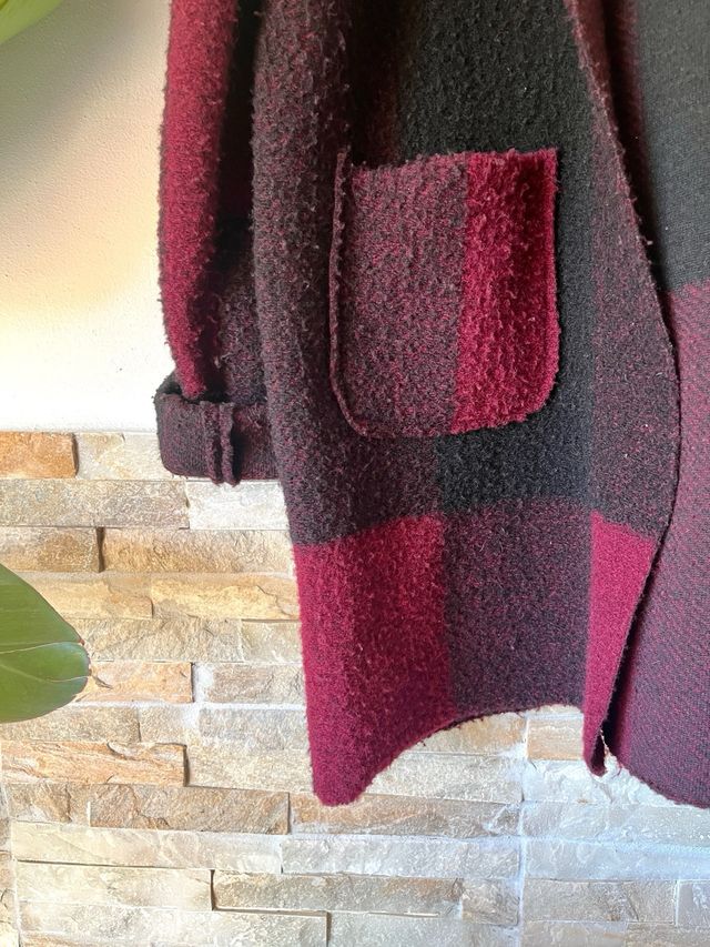 Cappottino misto lana nero e rosso