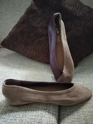Zapatos planos mujer beige y morado talla 39