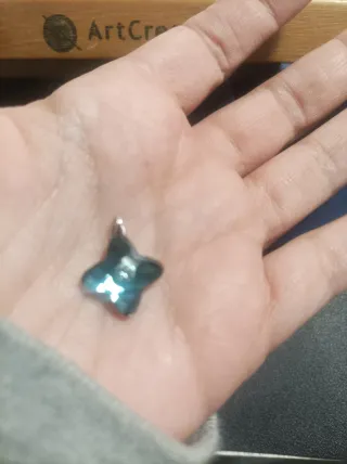 Colgante Flor Swarovski Verde y Plateado