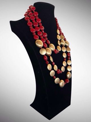 Collana donna oro e rosso