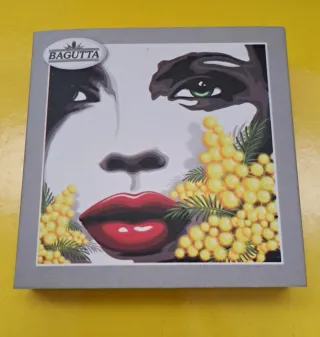 Bouquet resina argentata con mimosa cm.6