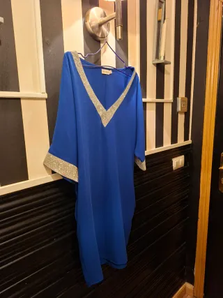 Vestido Fiesta Azul Talla Única con Dorado