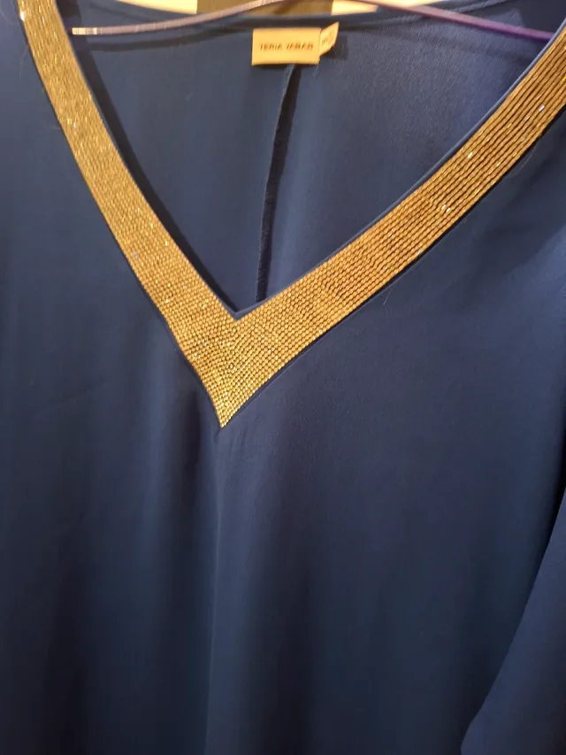 Vestido Fiesta Azul Talla Única con Dorado