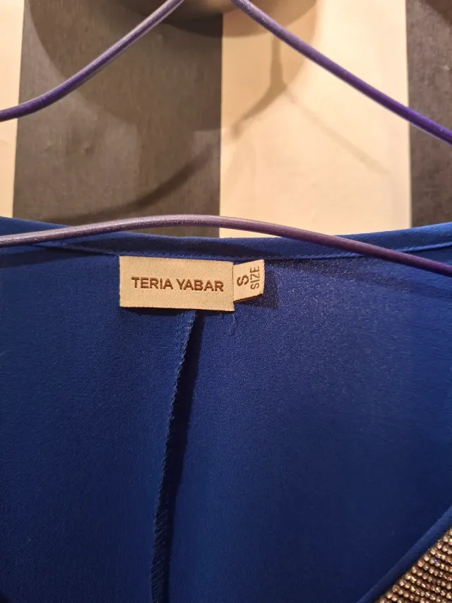 Vestido Fiesta Azul Talla Única con Dorado