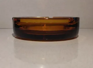 Posacenere rotondo vetro ambra vintage svotatasche