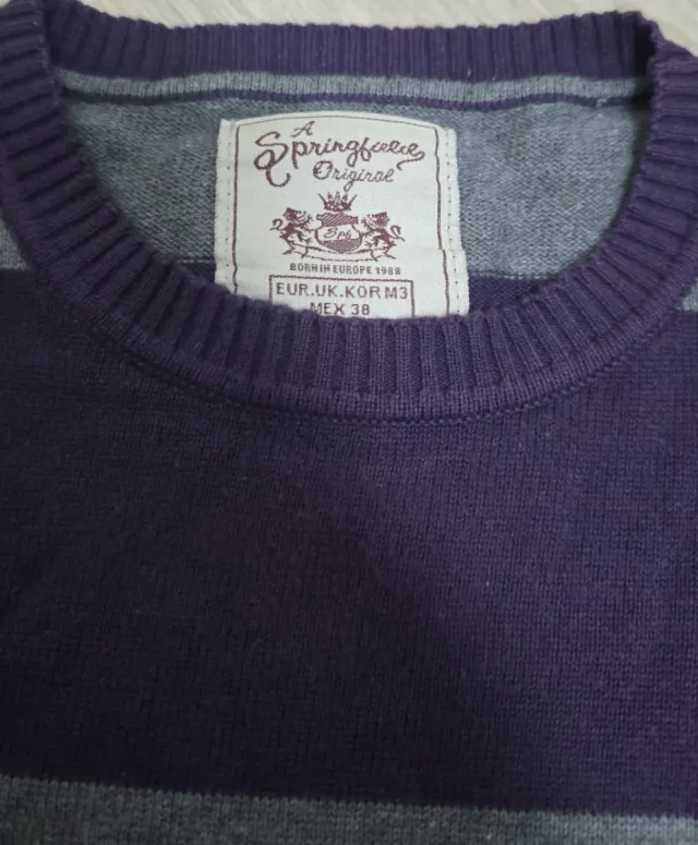 Jersey de rayas gris y morado