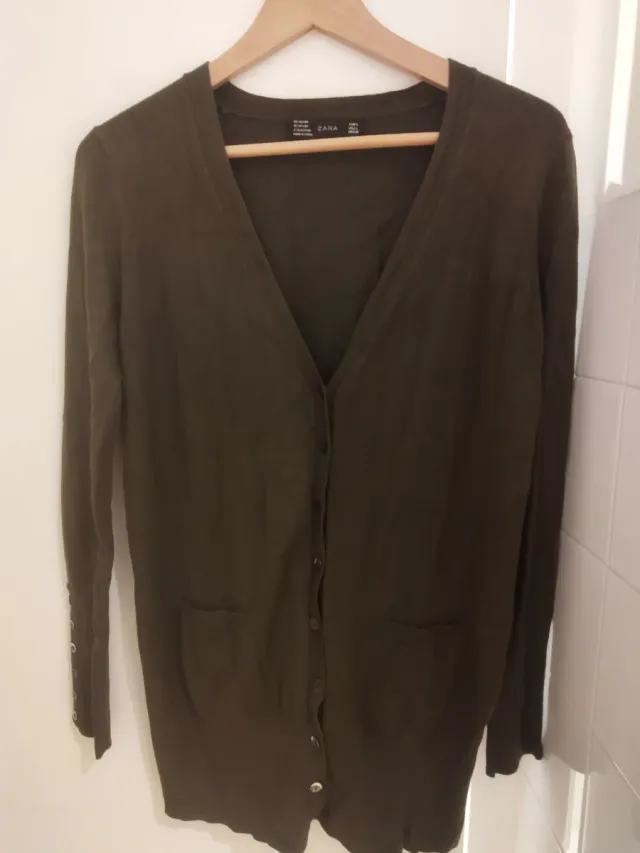 Chaqueta larga Zara verde.Talla L