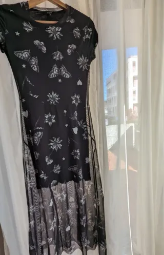 Vestito tulle fantasia floreale e farfalle