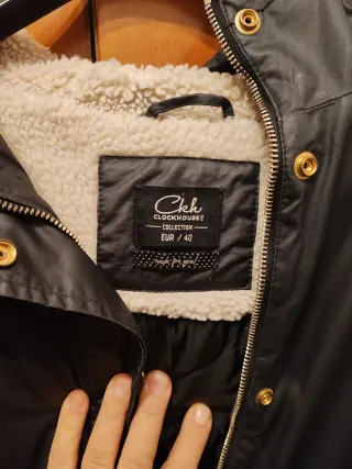 Giubbotto donna nero con cappuccio, taglia 46 ita