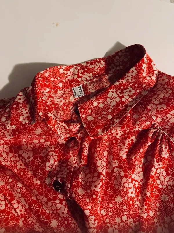 Camicetta donna fantasia floreale rossa