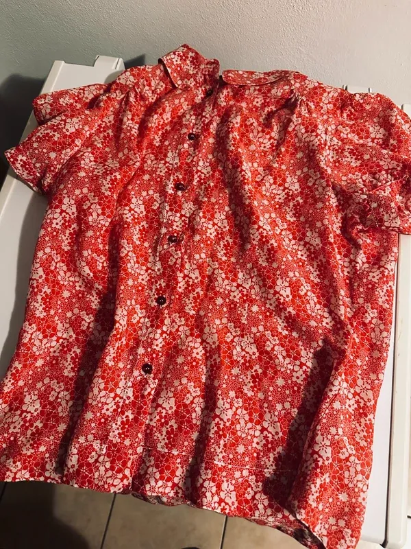 Camicetta donna fantasia floreale rossa